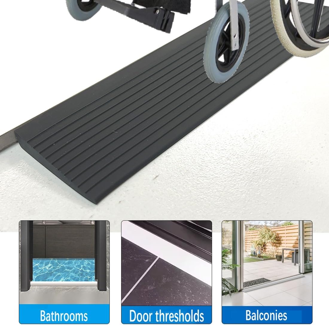 Threshold Ramps for Sweeping Robot, Non-Slip Indoor Door Thresholds Ramps, Portable Silicone Ramp for Home Entry, Can Be Cut(White,60x3x1cm(LxWxH))
