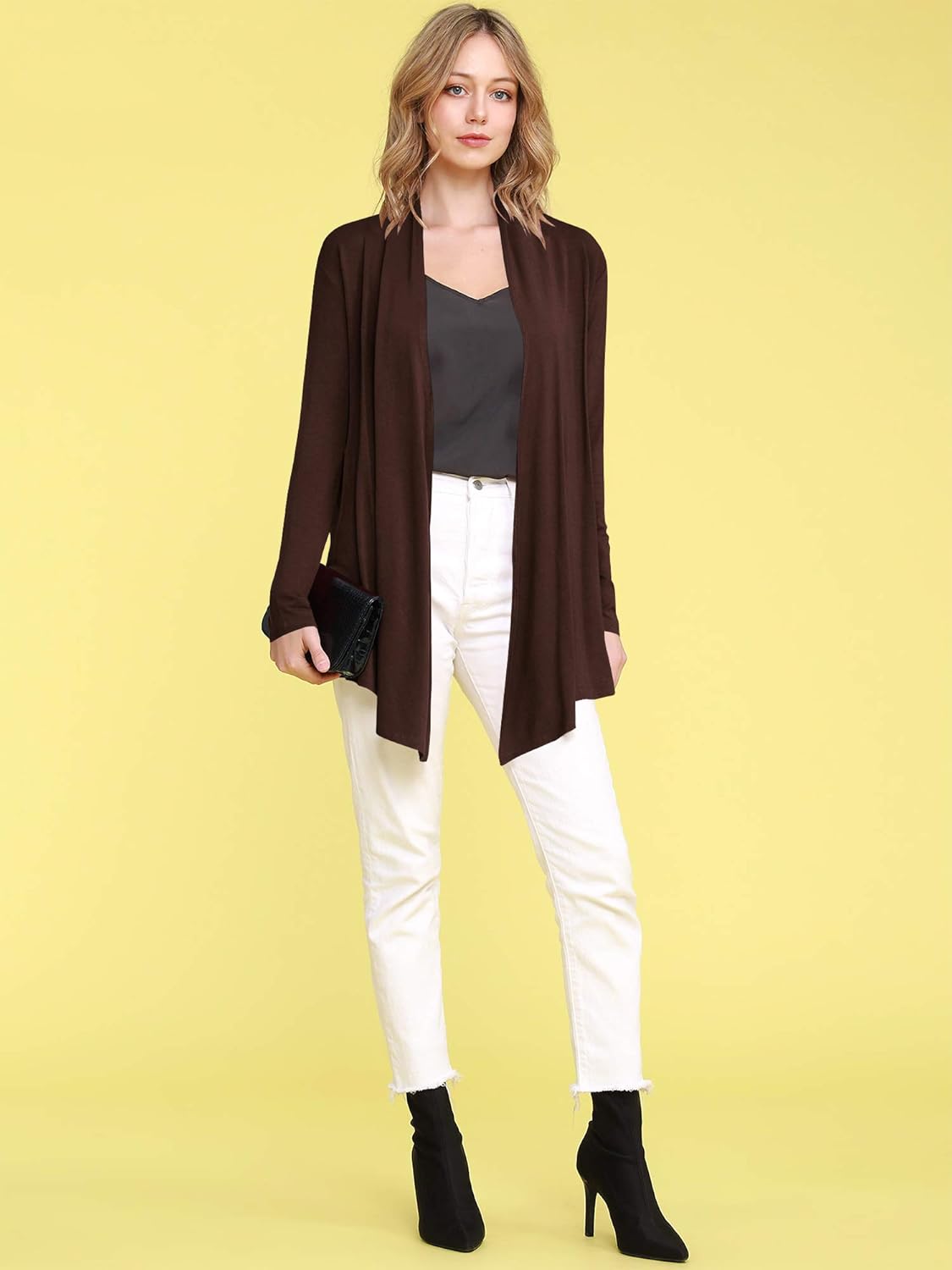 Lock and Love Women's Draped Front Open Asymmetrical Cardigan - Casual Long Sleeve Lightweight Duster - Image 5