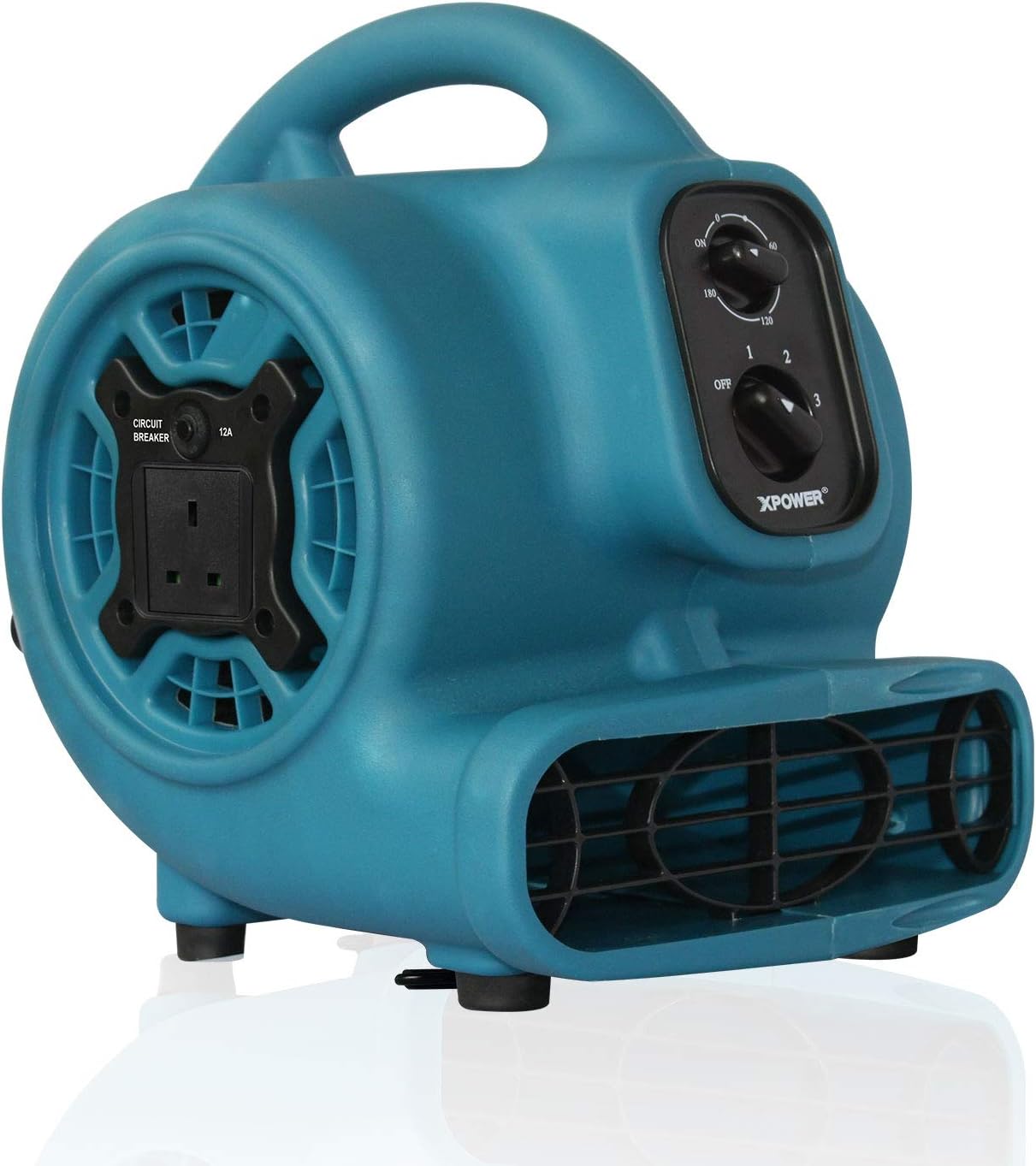 XPOWER P-230AT Multi Air Mover Utility Fan Dryer Blower with Timer for Restoration and Plumbing 3 Speeds With External Outlet Plug