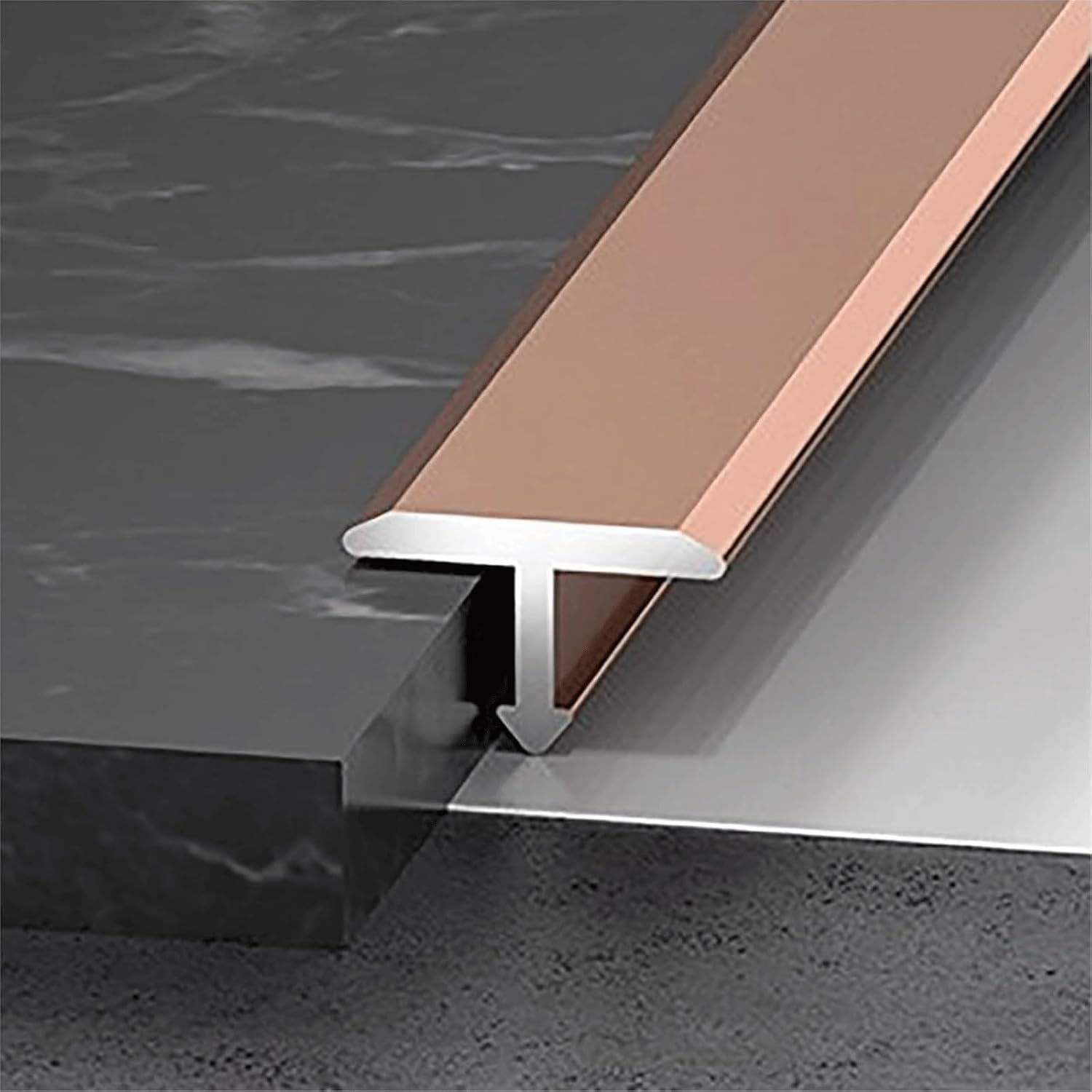 Floor Transition Strip Aluminum T Molding Trim Thresholds Edge Trim for Door Thresholds,Flooring Gap of Laminate Planks Tile Floor Strip(Silver,0.3in)
