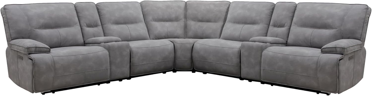 Pemberly Row 7-Piece Power Reclining Sectional, Zero Gravity Design, Adjustable Headrests, High-Performance Upholstery, USB Charging Console, 133" W x 133" D x 41" H, Plush Cushioning, Living Room