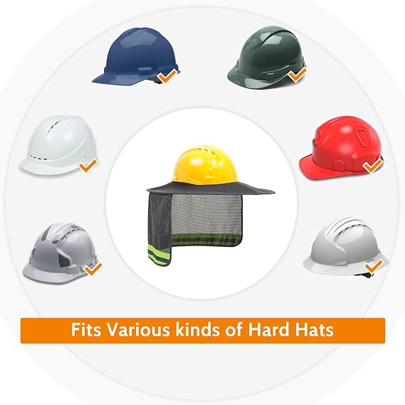 TCCFCCT Hard Hat Sun Shade - Full Brim Mesh Neck Shield, High Visibility Visor, Face Scarf, Accessories - 2 Packs, Camo (Hat Not Included)