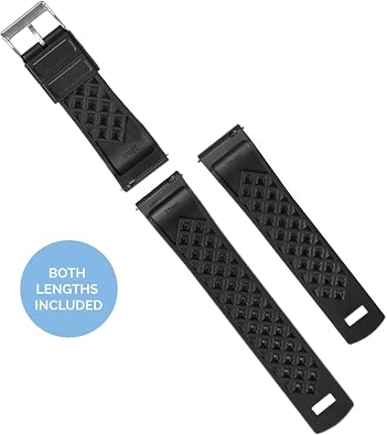 BARTON WATCH BANDS, 24mm Black - Tropical-Style 2 Watch Bands - Quick Release - Choose Strap Color & Width