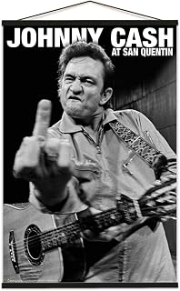 Scorpio Posters Johnny Cash San Quentin Poster - Officially Licensed - 24" x 36" with Poster Hanger Black Color