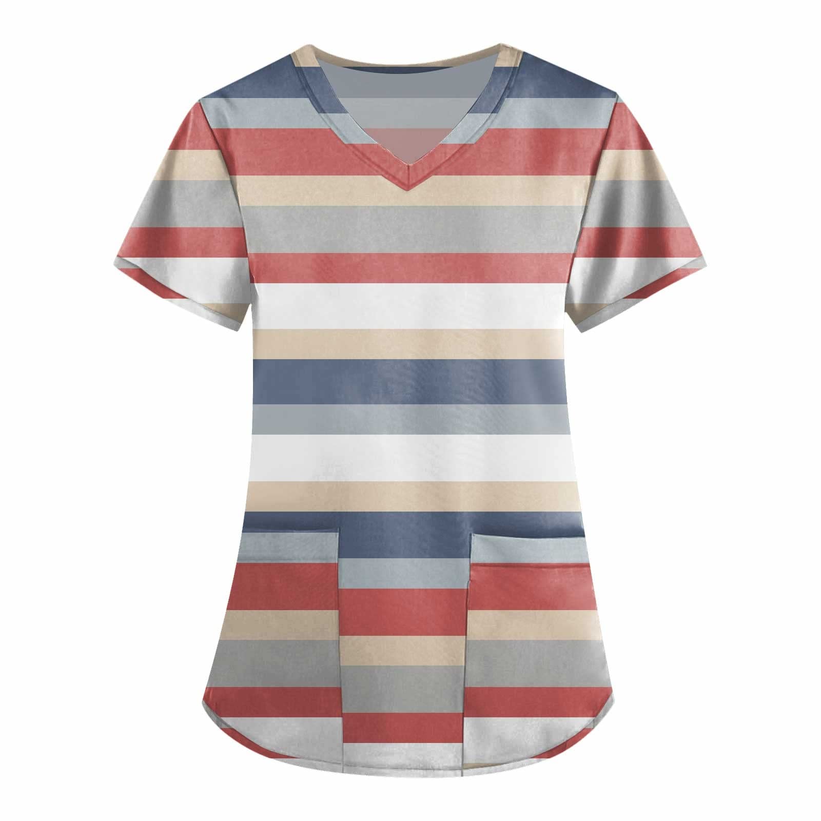 Mock Wrap Scrubs for Women Workwear Revolution Soft Stretchy and Easy Care Short Sleeve V-Neck Nursing T-Shirts