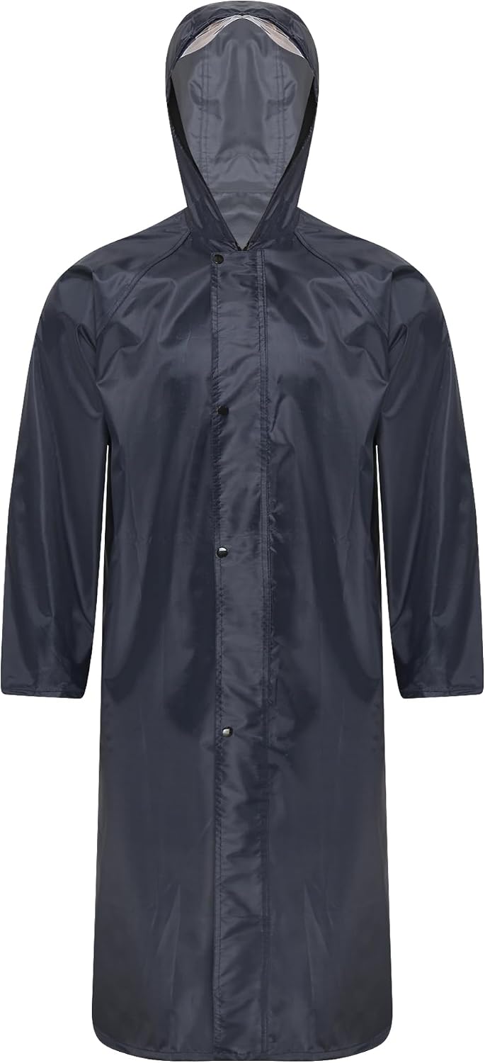 Freebily Men's Rain Jacket with Hood Waterproof Safety Emergency Long Raincoat Windbreaker