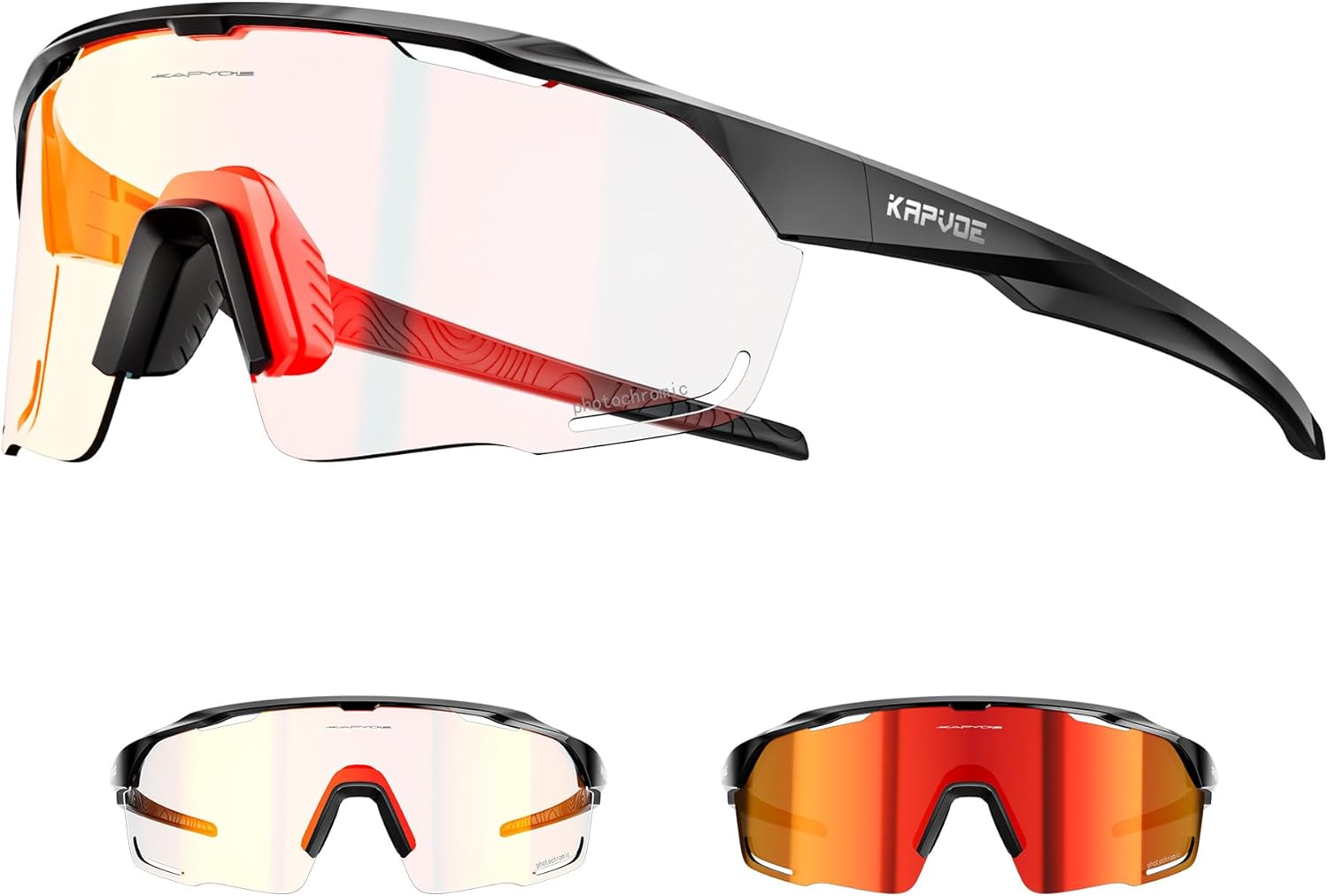 KAPVOE Photochromic Cycling Glasses Men Women Clear Mountain Bike Sunglasses Sports Sunglasses MTB Biking Baseball K91