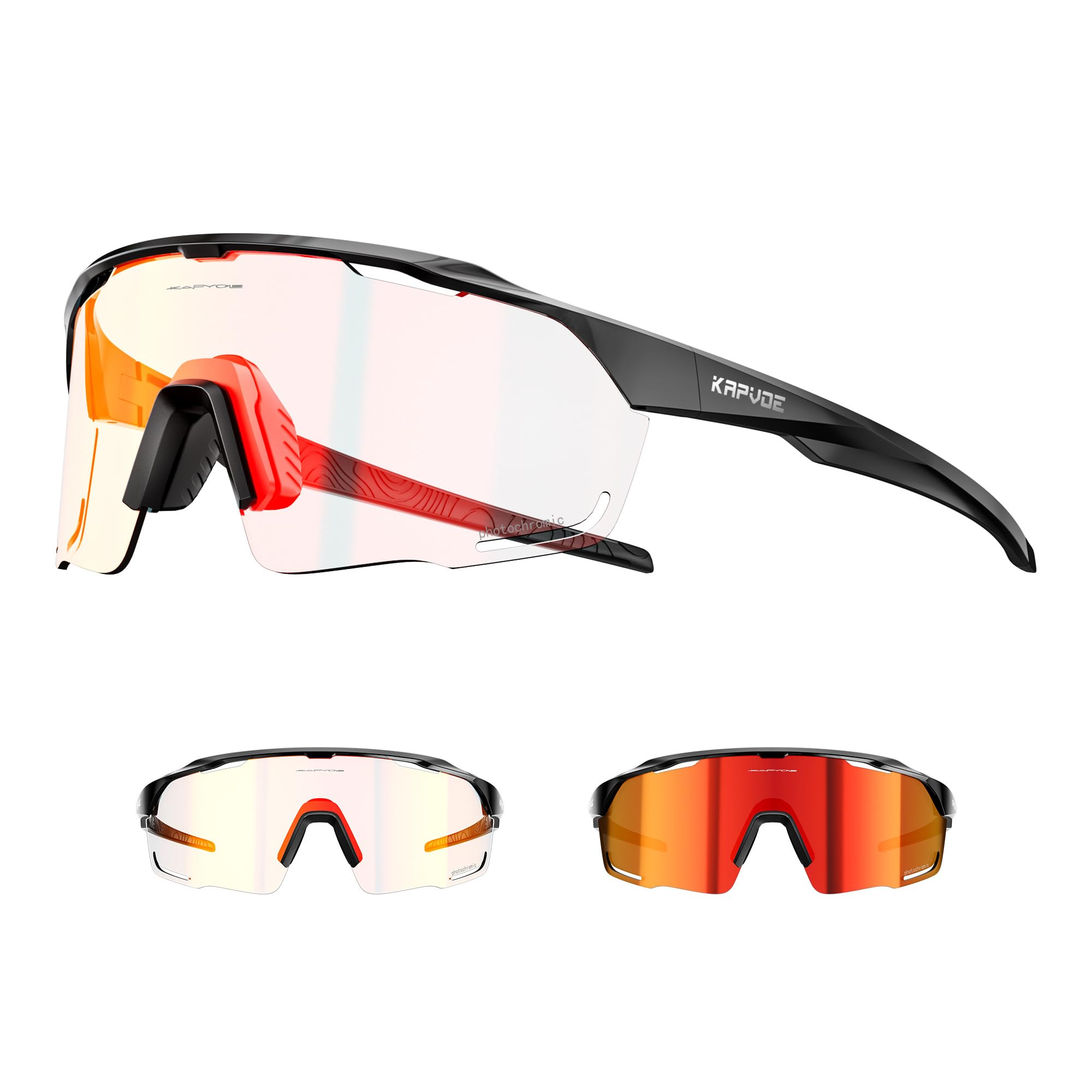 KAPVOE Fahrradbrille Selbsttnend Radbrille Photochromatische Sonnenbrille  Sportbrille MTB Brille Herren Damen Klar MTB Rennrad Radsport Sportbrille  K91 : Amazon.de: Sport & Freizeit