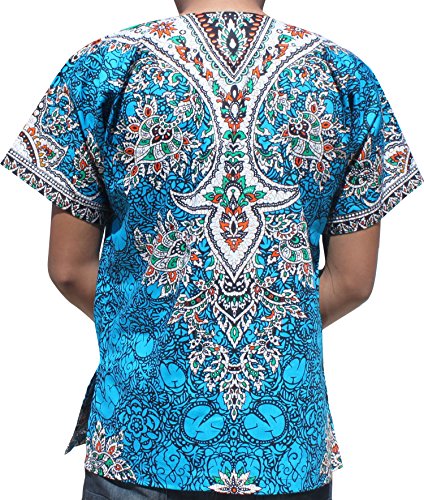 RaanPahMuang Unisex Cotton Shirt Africa Dashiki Detailed Art Vibrant Colors Plus Size