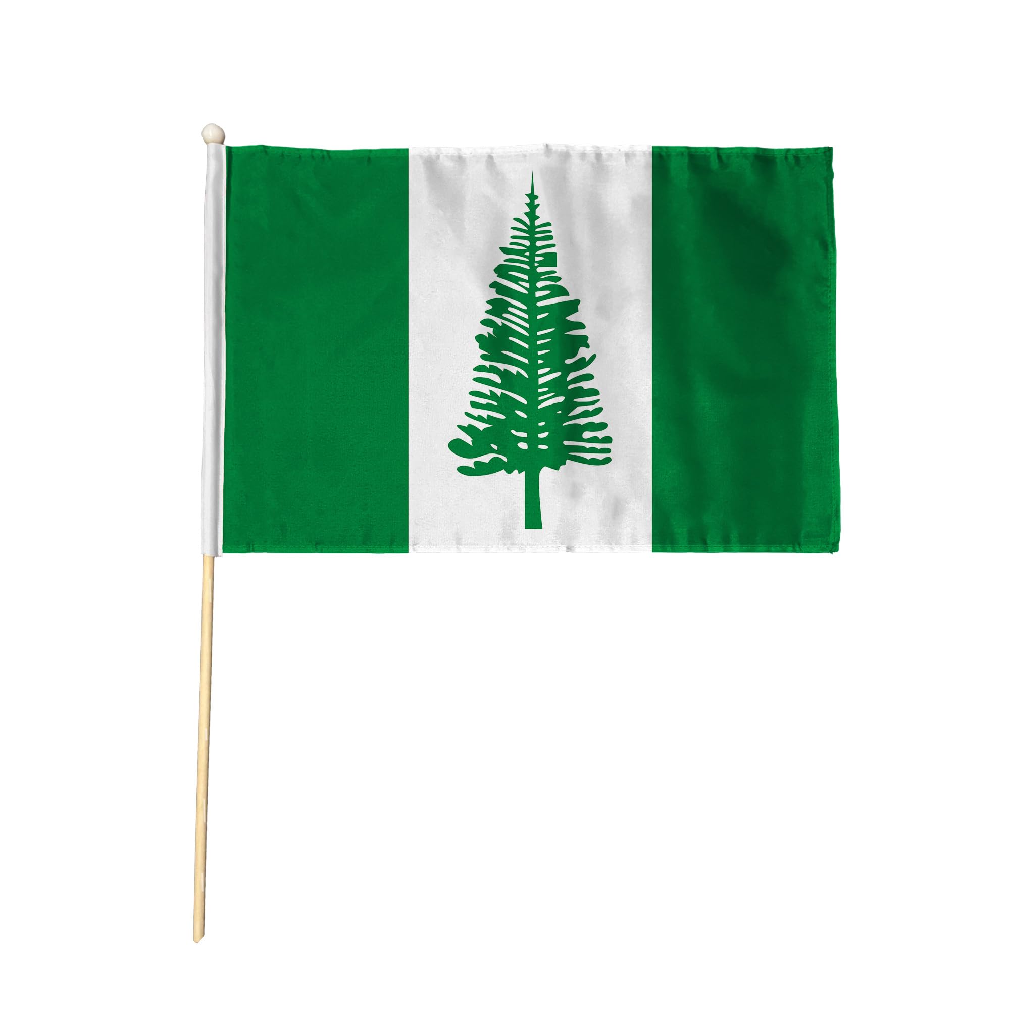 Flagtex Norfolk Island Pack of 6 Hand Waving Flag (9x6 Inch) - Premium Wooden Stick Hand Flag 9x6 Inch Natural Wood Pole Norfolk Island Territory Flag Events Parades Celebrations — image 1
