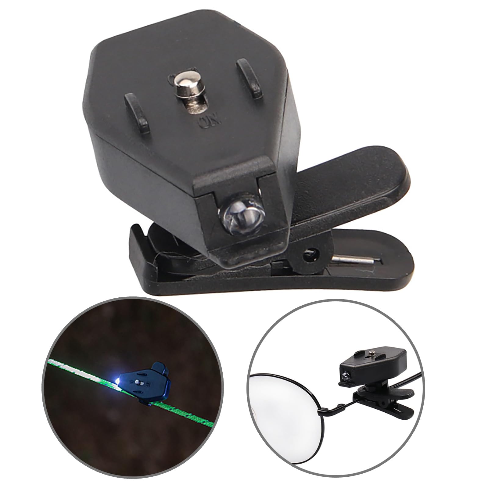 lazyfun Clip On Eye Glasses LED Reading Lamp - Black ABS Plastic - 2 Pack - Perfect for Fishing, Night Reading, Camping & More