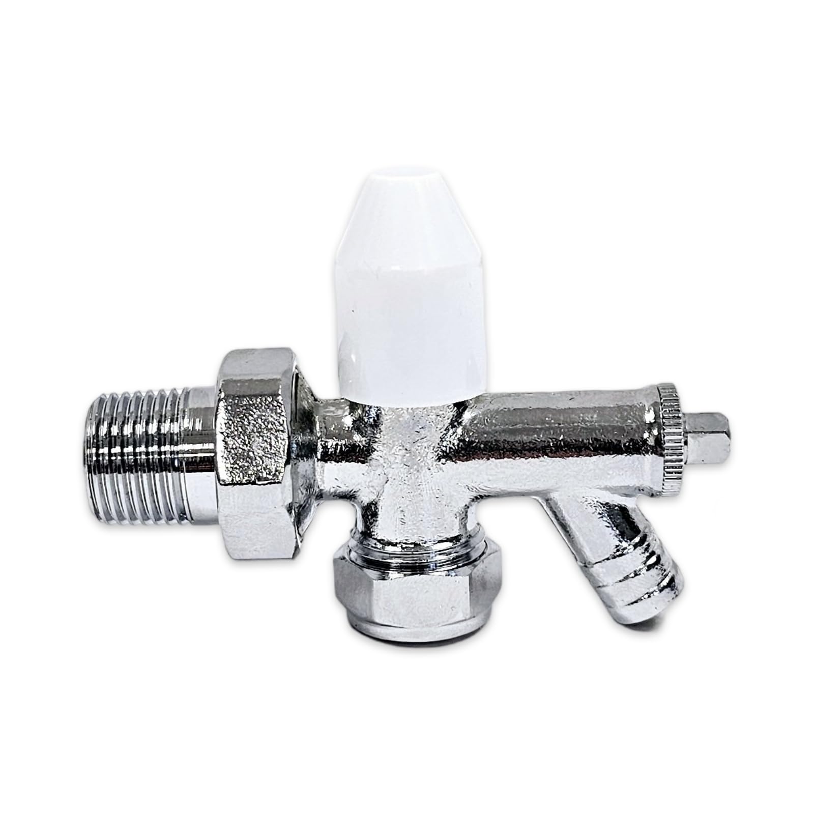 Wärmer System Chrome 15Mm X 1/2 Lockshield Angled Radiator Valve With Drain Off