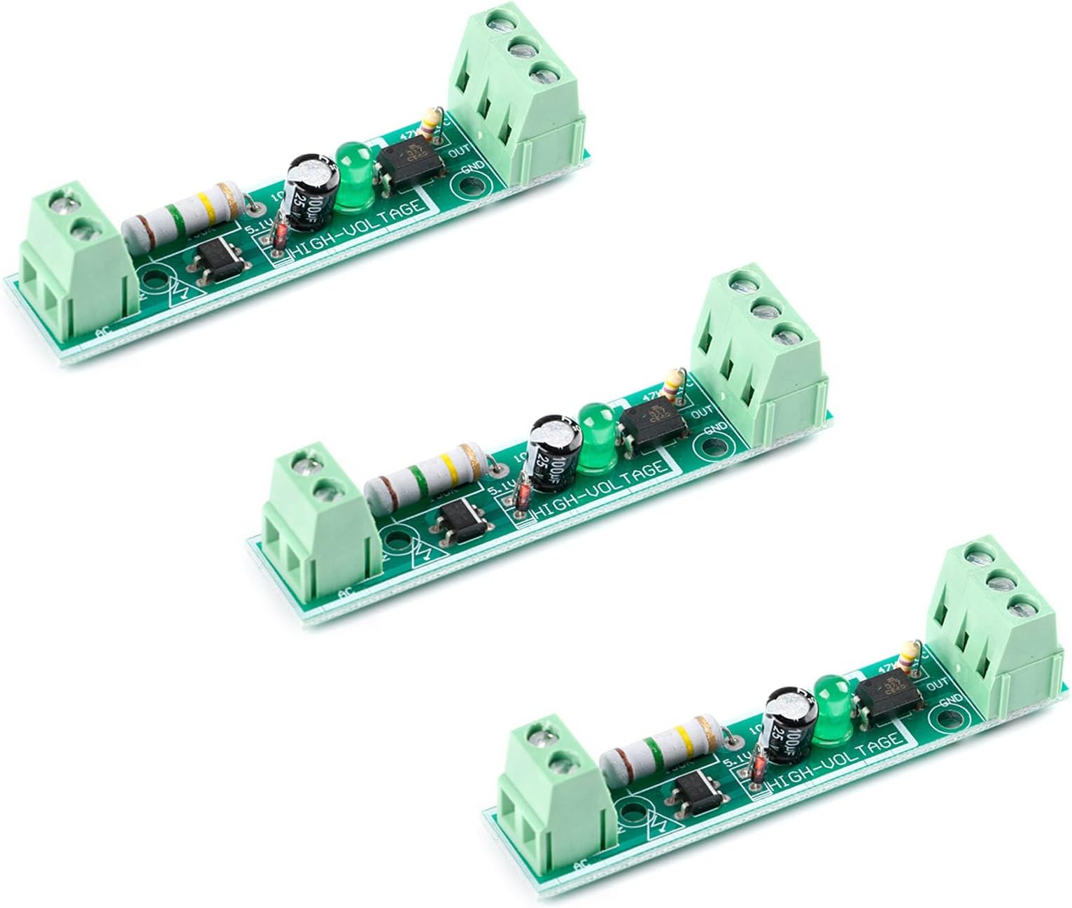 3Pcs 1Channel AC Optocoupler Module 220V Voltage Detect Optocoupler Isolation Microcontroller TTL Level 3V-5V