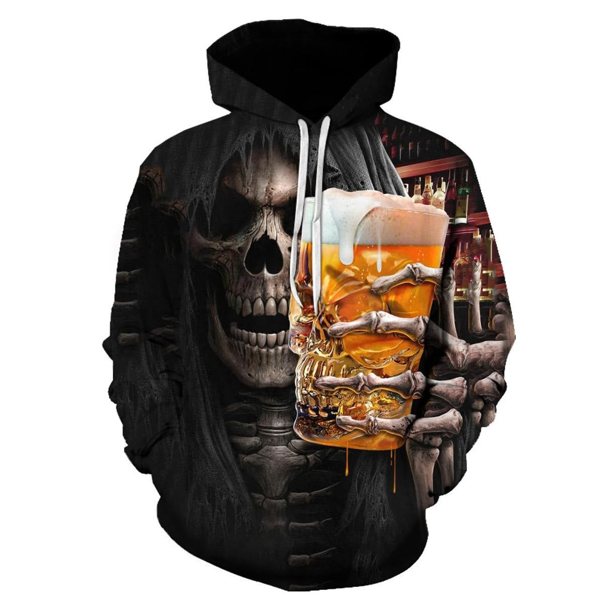 Męska bluza szkielet demon druk cyfrowy 3D pary dwuczęściowy zestaw z kapturem (XXL/B-1)