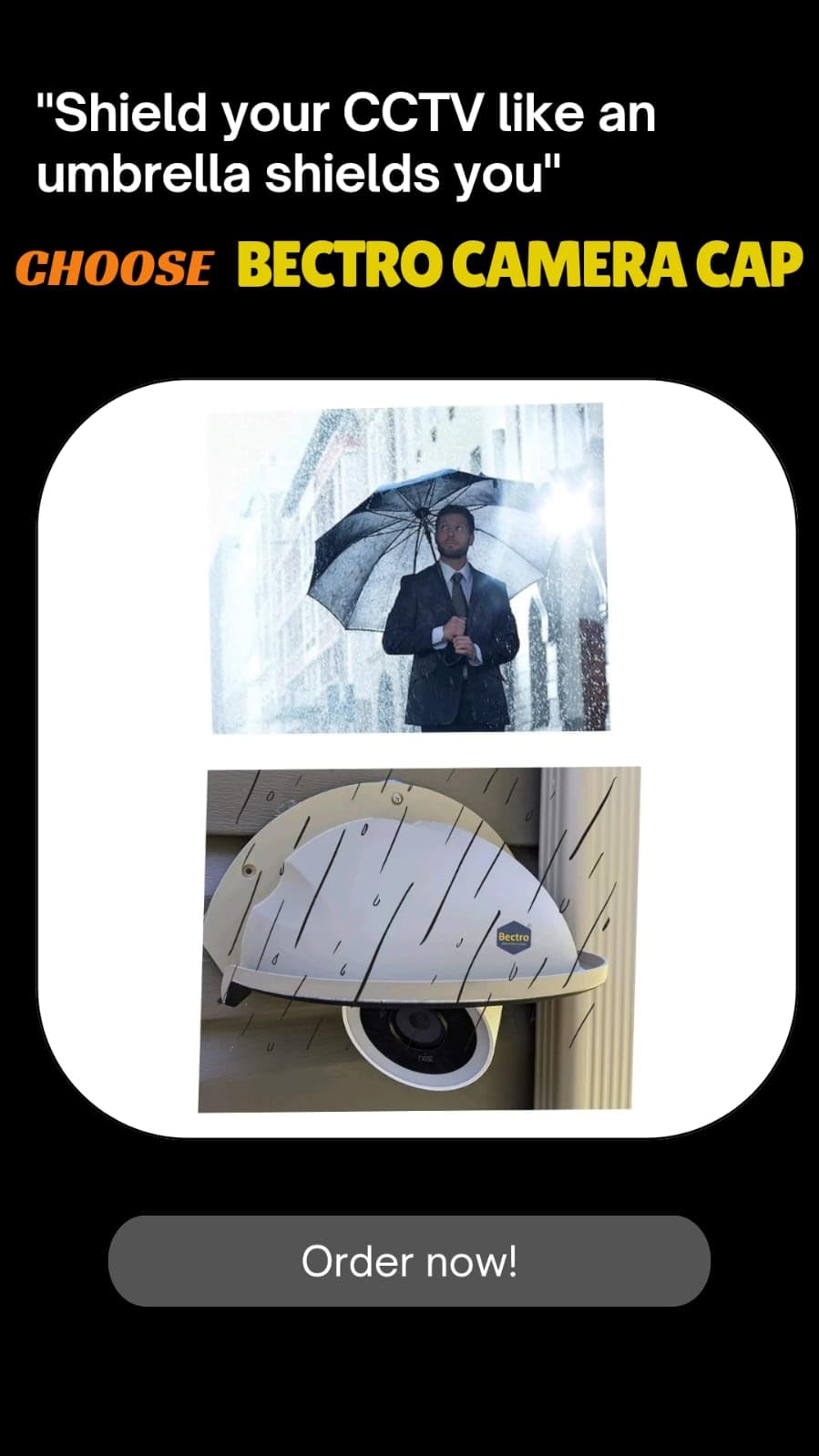 Bectro PVC Outdoor CCTV Camera Shade Cover | Weather Protection Cap Against Rain, Heat & Direct Sunlight | White 3