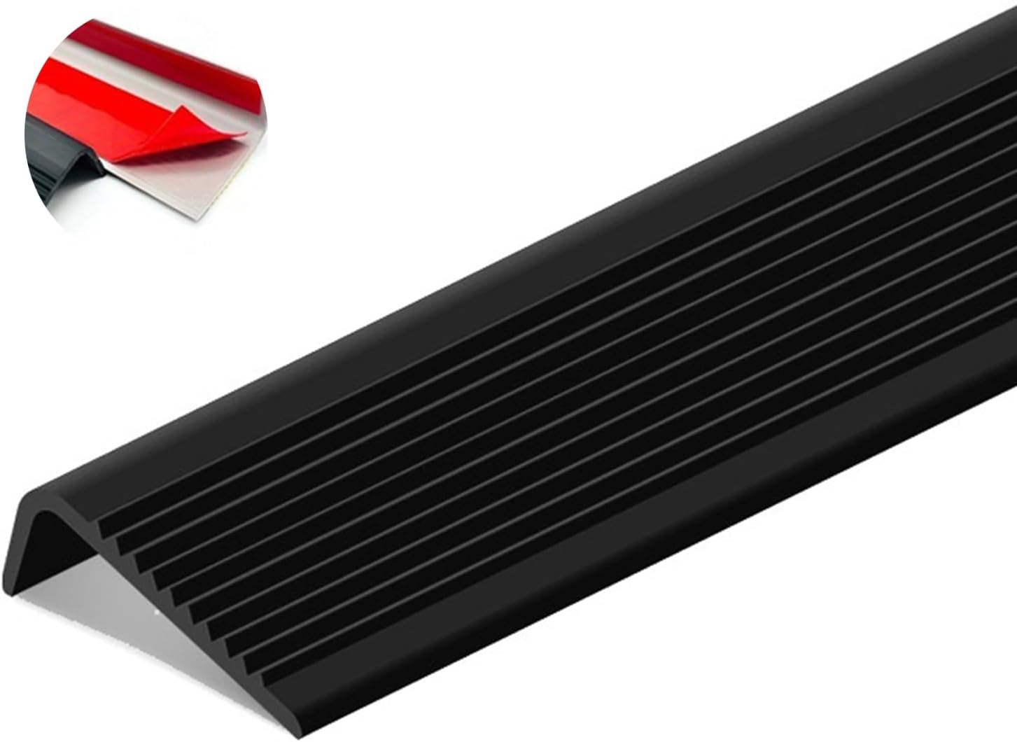 Stair Nosing 36inch Anti-Slip Stair Edge Protector Stair Nose Molding Trim Vinyl Rubber,Waterproof Self Adhesive Stair Edging Staircases for Outdoor & Indoor Black