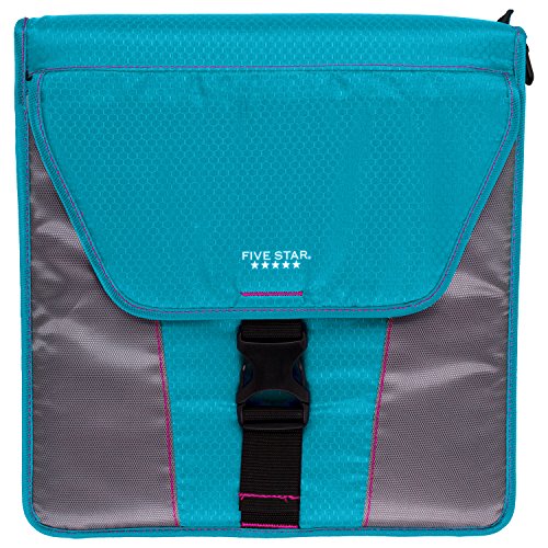 Five Star Vertical Flip Zipper Binder, 2 Inch, 3 Round Ring Binder, 13.5 in. x 12.75 in. x 3.36 in., Teal (73307)