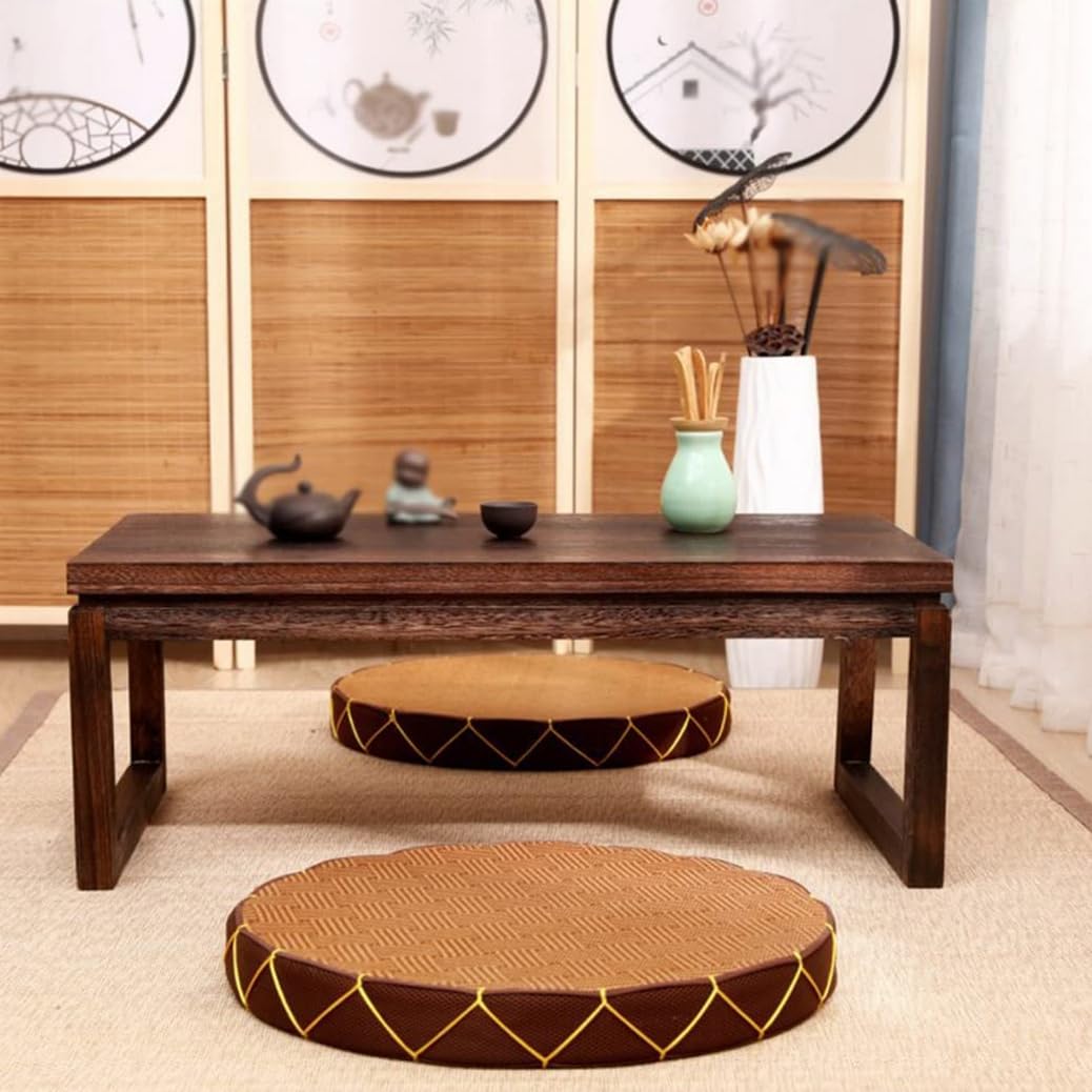 Cojín redondo hecho a mano para tatami, cojín de meditación, tejido a mano, para yoga, meditación zen, para tatami, suelo y ventana, 45 cm