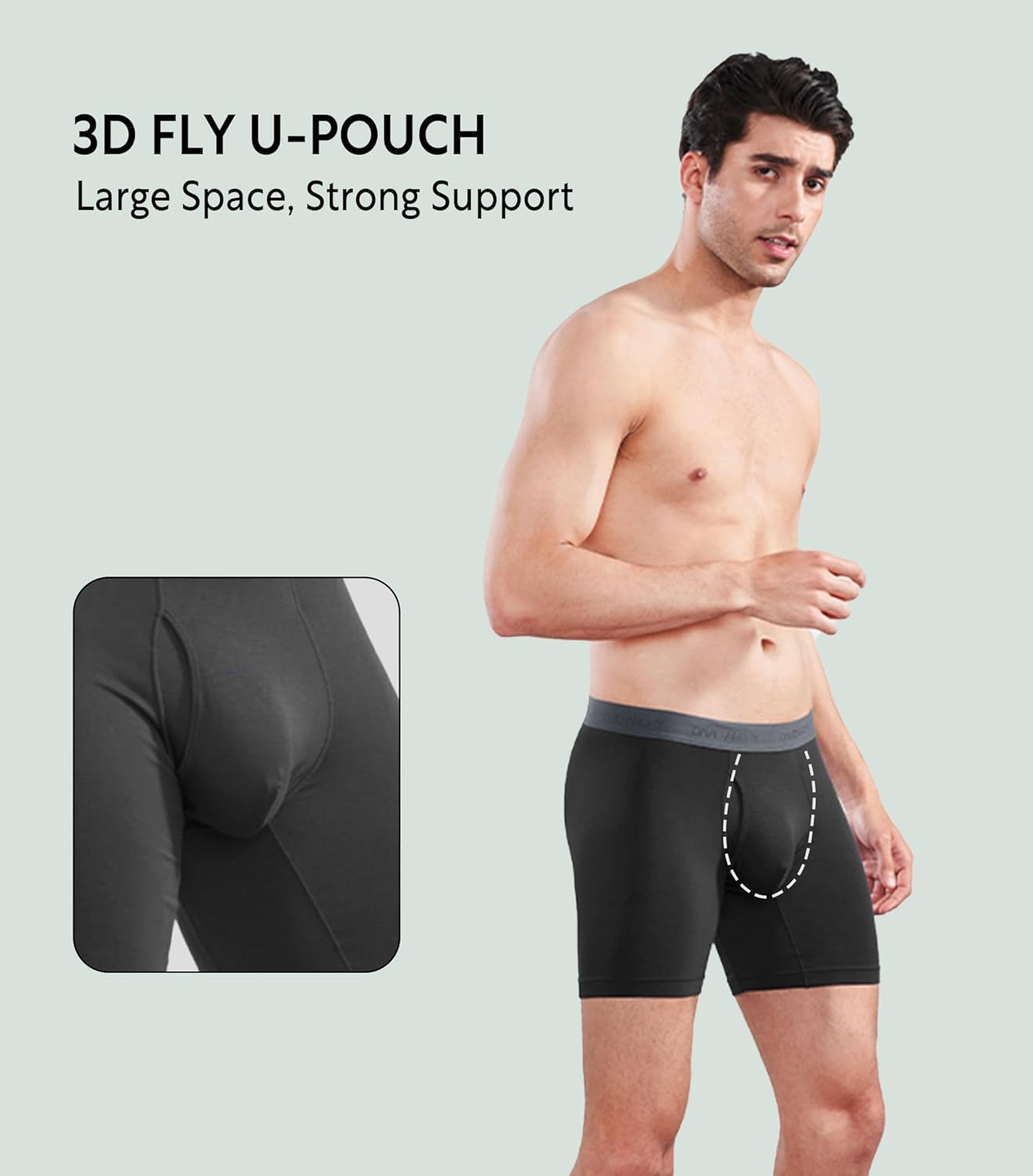 DAVID ARCHY Mens Underwear Wicking-Moisture Cooling Rayon Made From Bamboo Boxer Briefs with Support Pouch Fly 4 or 7 Pack - Image 2