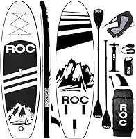 Vista 10 de Roc Tabla de remo inflable con accesorios de tabla de remo de SUP de alta calidad, diseño amplio y estable, cubierta antideslizante y cómoda