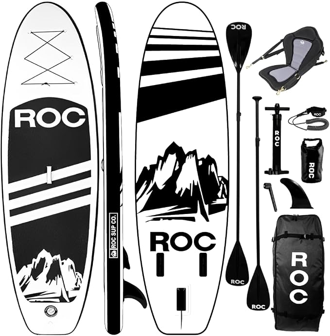Roc Inflatable Stand Up Paddle Boards with Premium SUP Paddle Board Accessories, Wide Stable Design, Non-Slip Comfort Deck for Youth & Adults
