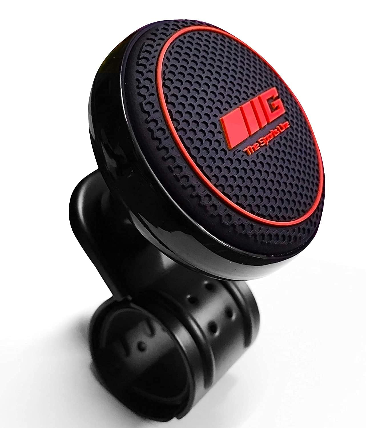IIG RED The Sports Line Steering Wheel Spinner Knob, Black | Non-Slip Grip Surface, Sports Design, Easy Installation, Rotating Ball Knob, Universal Fit-image-23