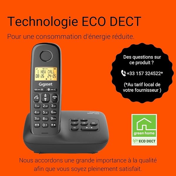 Gigaset Start 120A - Téléphone DECT sans Fil avec répondeur, Blocage d’appels, Écran rétroéclairé de 1,5", appels Mains Libres, Jusqu'à 11 Heures d'autonomie, Anthracite [Version Française] - 5