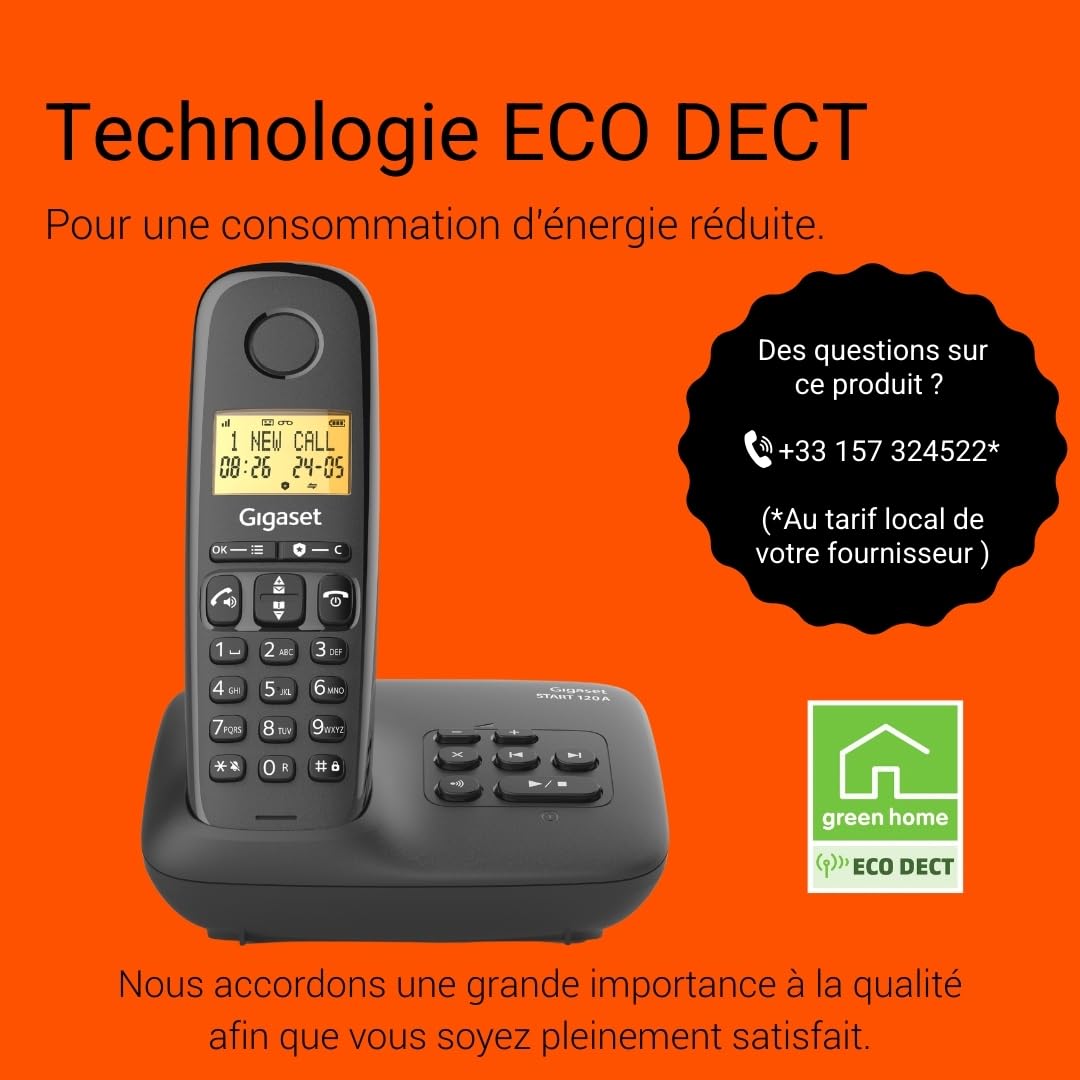 Gigaset Start 120A - Téléphone DECT sans Fil avec répondeur, Blocage d’appels, Écran rétroéclairé de 1,5", appels Mains Libres, Jusqu'à 11 Heures d'autonomie, Anthracite [Version Française] - 5