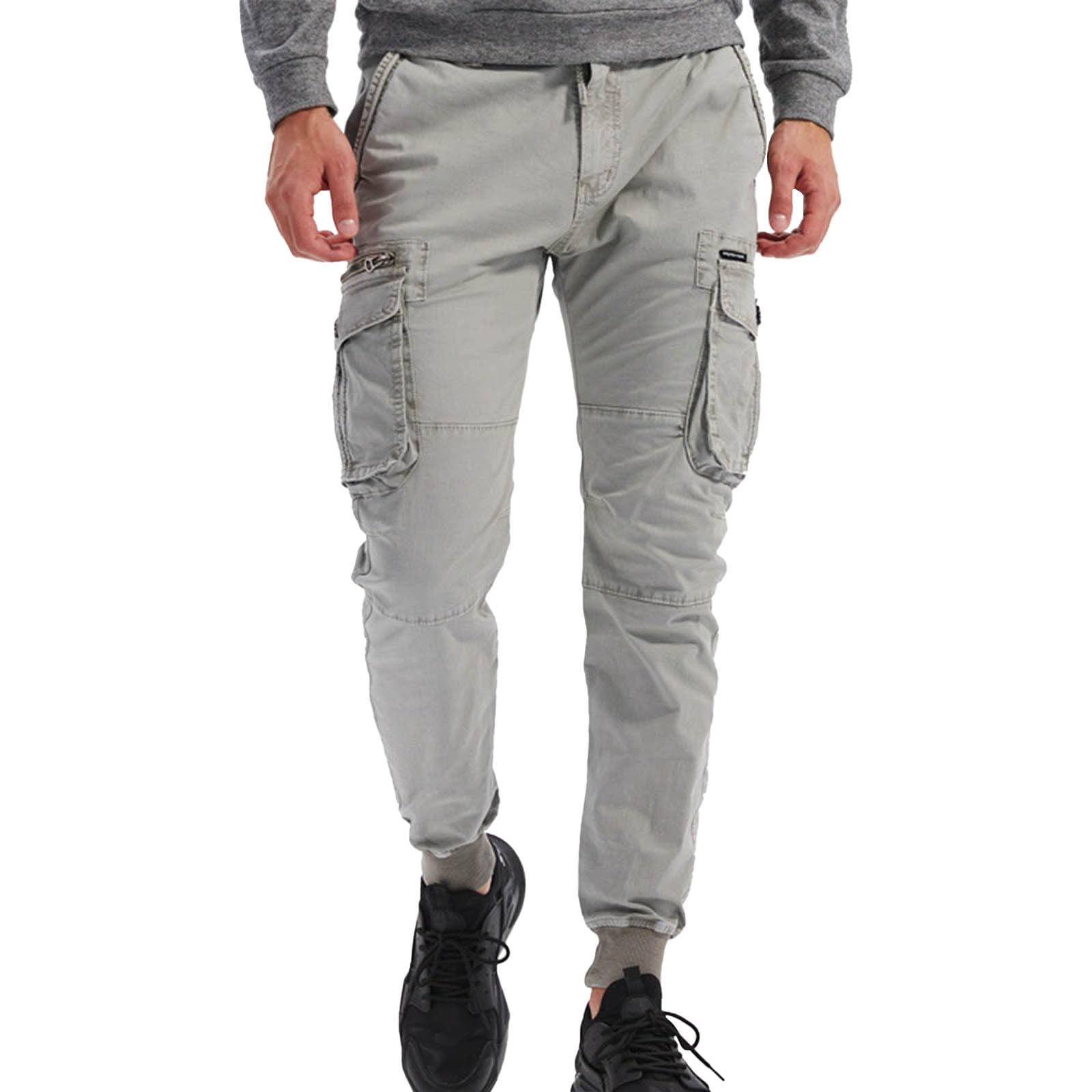 Męskie spodnie cargo ze stretchu, slim fit bawełniane spodnie robocze z wieloma kieszeniami, lekkie, trwałe spodnie robocze na zewnątrz, wędrówki lub na co dzień