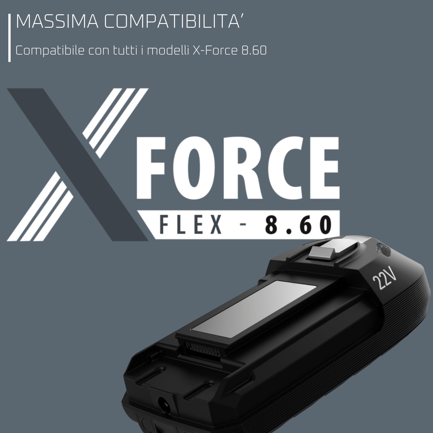Rowenta ZR009700 Batteria Rimovibile da 22 V, per X-Force Flex 8.60, Compatibile con la Gamma RH96/TY96/EO96, 35 min di Autonomia Aggiuntivi