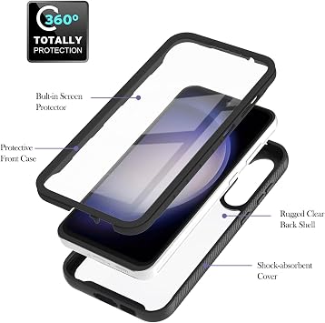 Sawiqpd for Samsung Galaxy S23 FE Case and Screen Protector, Black