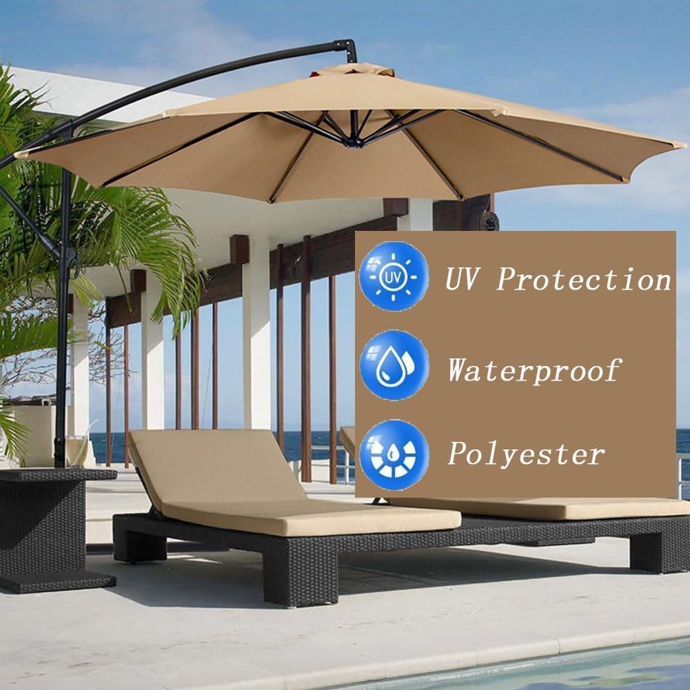 Zapasowy pokrowiec na parasol tarasowy – baldachim 2,7 m / 3 m, ochrona przed promieniowaniem UV, pasuje do 6 i 8 żeber, trwała tkanina odporna na warunki atmosferyczne