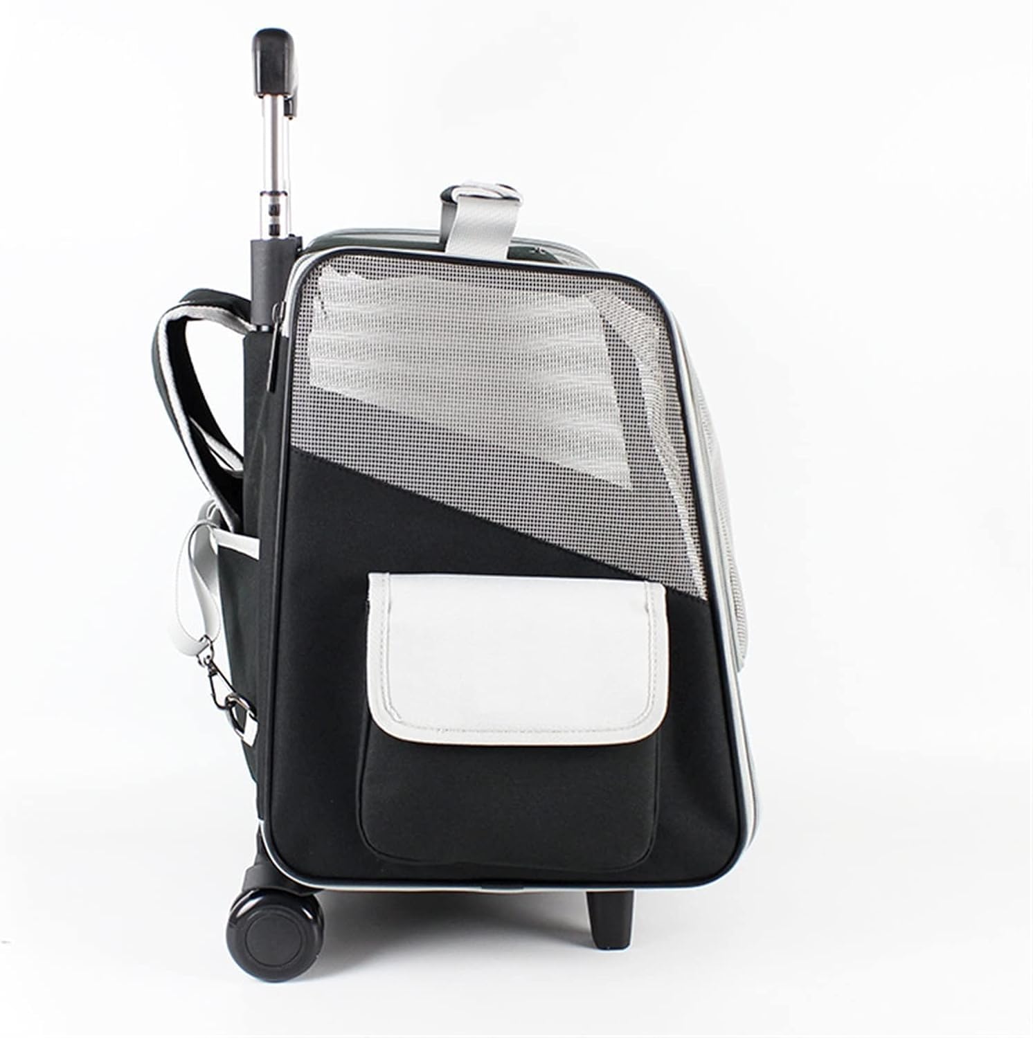 Bolsa de Viaje para Mascotas, Carro Transportador para Gatos con 4 Ruedas, Carrito Plegable con Ruedas, Carrito Portátil para Equipaje De Viaje para Cachorros Viajes al Aire Libre(Black)