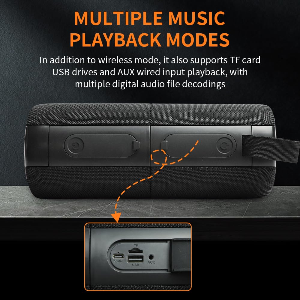 CYBORIS Double haut-parleur Bluetooth 2 en 1 40 W étanche sans fil V5.3 basses profondes son stéréo puissant 24 h lecture véritable appairement