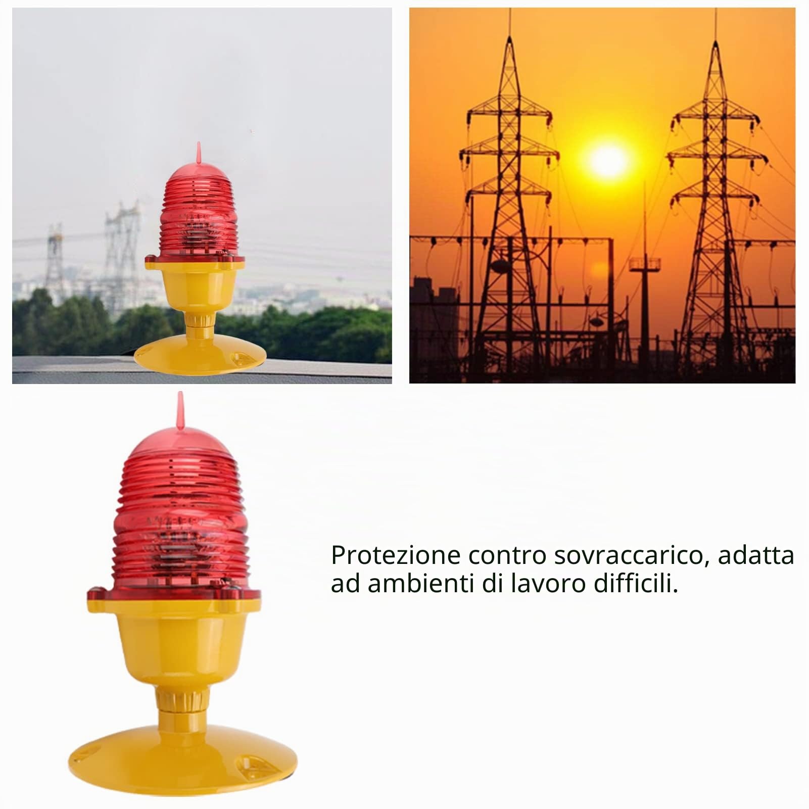 Luce di segnalazione di sicurezza, spia di avvertimento per ostacoli aeronautici, protezione IP66 Lampada di segnalazione a LED per edifici alti, aeroporti, torri, veicoli