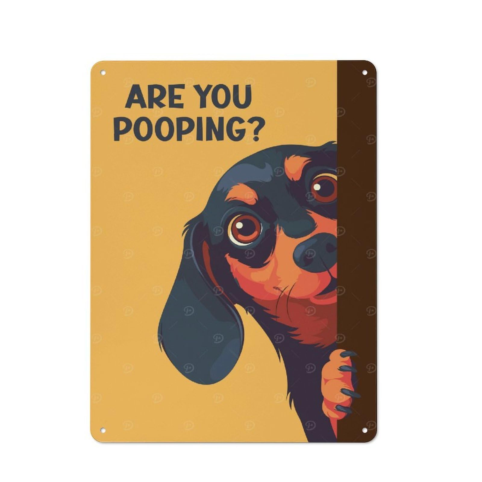 Junmoney Funny Dachshund Pooping Retro Tin Wall Plaque 40X30cm For Home Office Or Studio, Wall Decoration For Home Offices And Studios