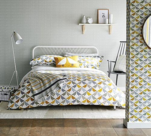 Scion LINTU Duvet Cover, Double, Percale, Dandelion & Pebble