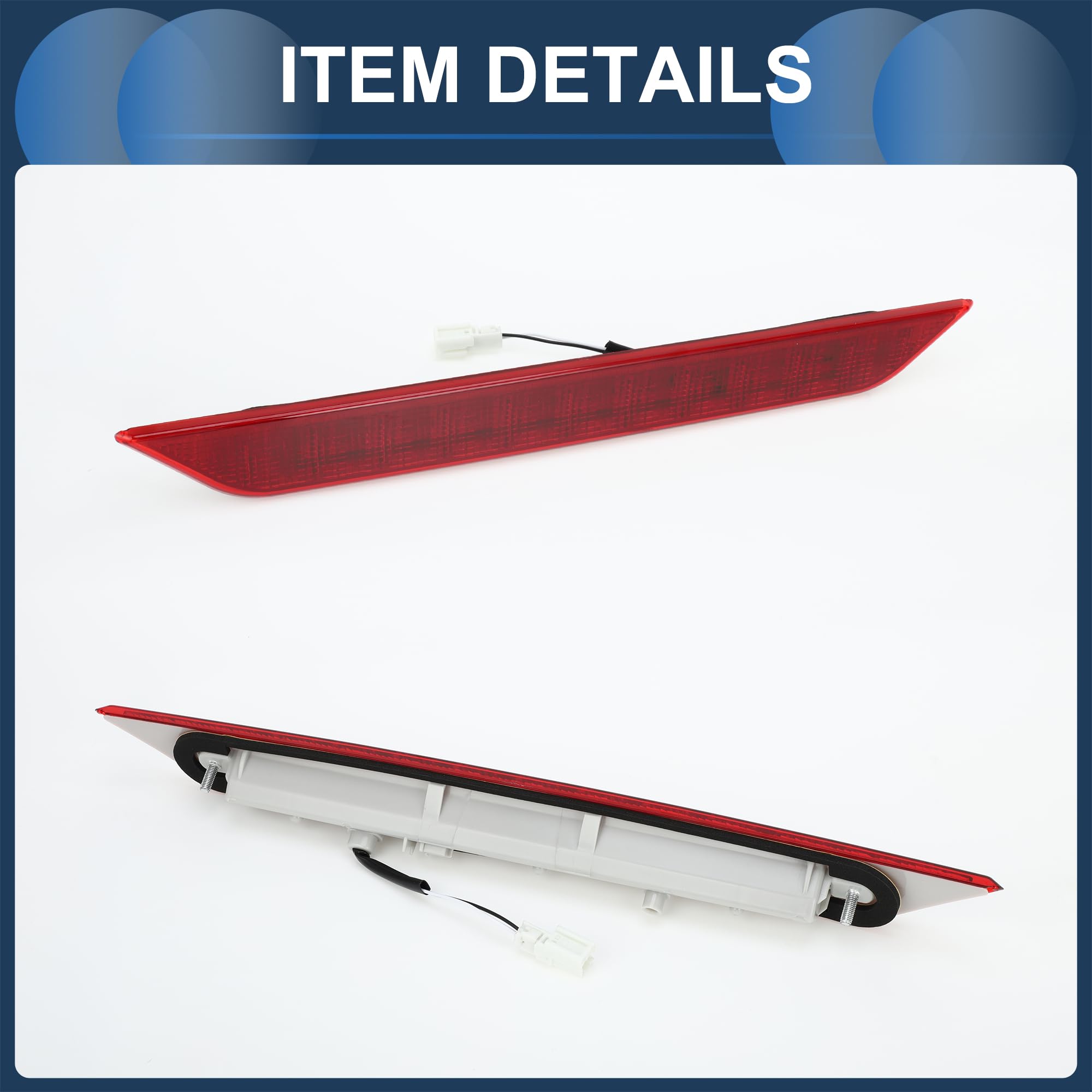 Feu Stop LED Pour Nissan X-Trail T31 08-13 1Pc | Boîtier Rouge, Lumière Rouge, Matériau ABS, Tension 12V, Broches 2, IP67, 40.5x4.5cm, OE 26590JG00F, LED Puce Complète