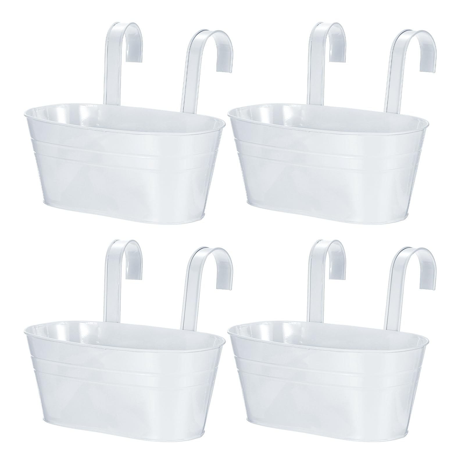 Pots de fleurs en fer pour balustrade avec évacuation d'eau uxcell blanc 27,9 cm