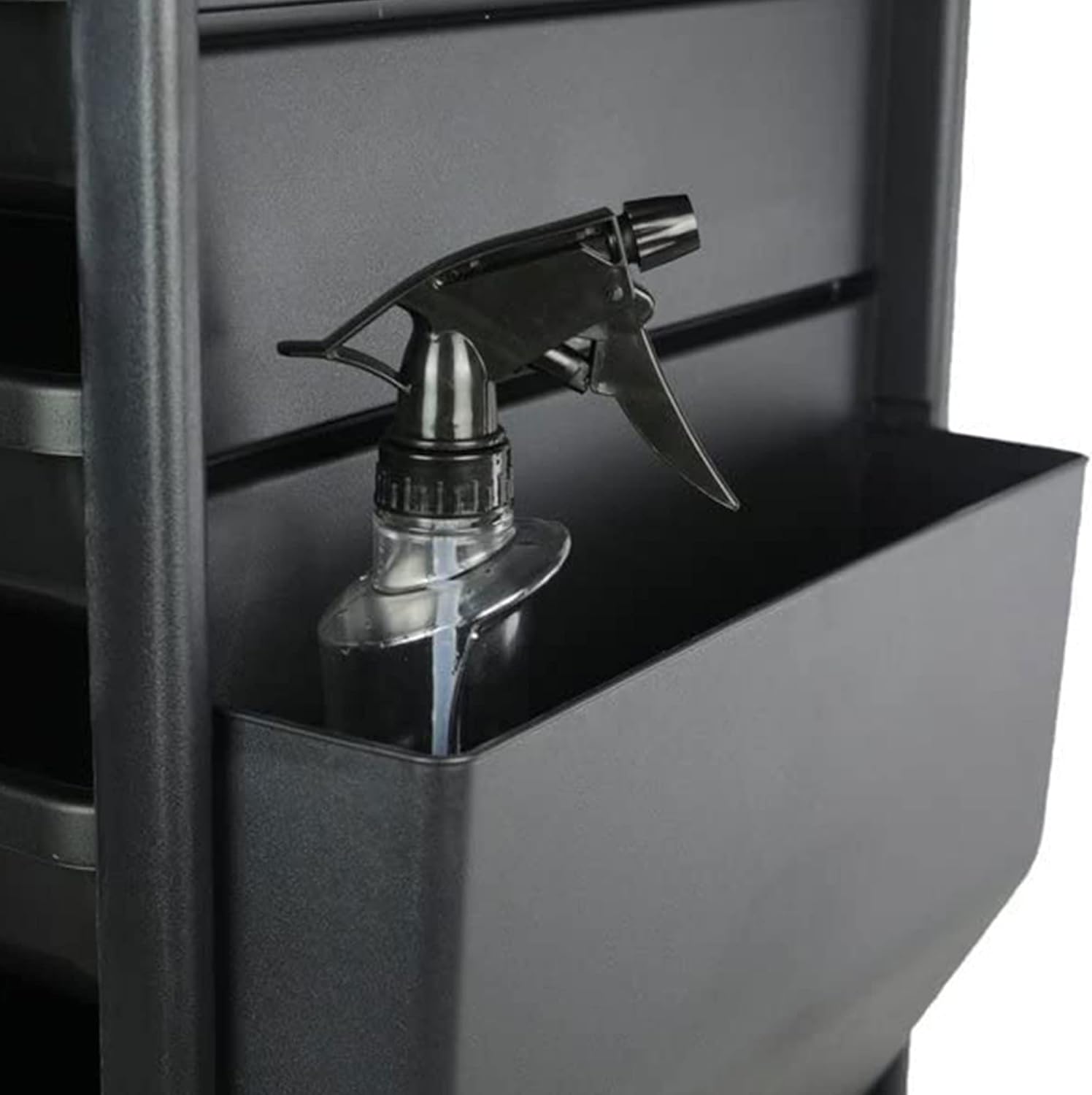 PureSana Chromium Professional 4 Drawer Rolling Salon Trolley Cart Station with Nail Polish Rack for Hair & Cosmetology Supplies & Beauty Tools, Black