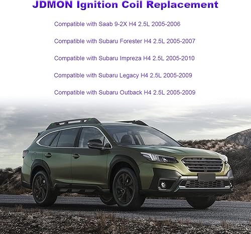 Miniatura 2 de JDMON Bobina de encendido de repuesto para Saab 9-2X Subaru Forester Impreza Legacy Outback 2.5L 2005 2006 2007 2008 2009 2010 Reemplazo C1709