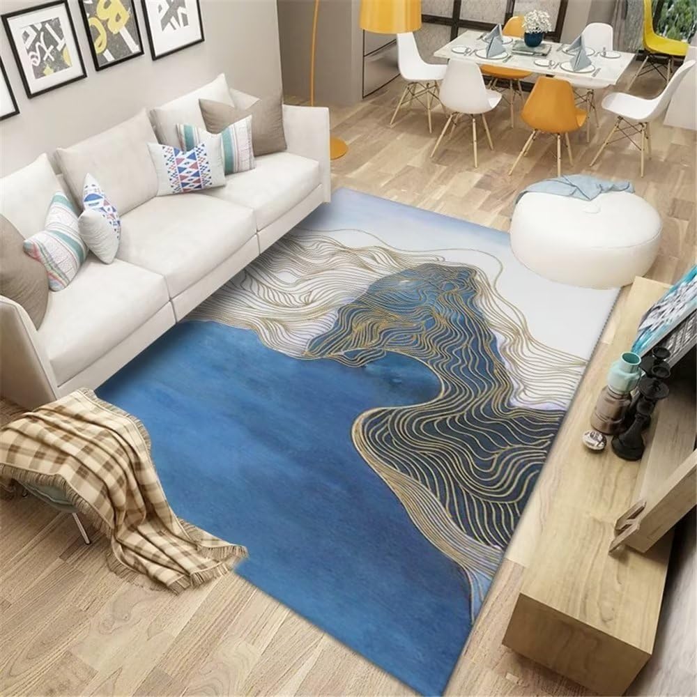 Antidérapant pour tapis de salon lavable bleu 120x180