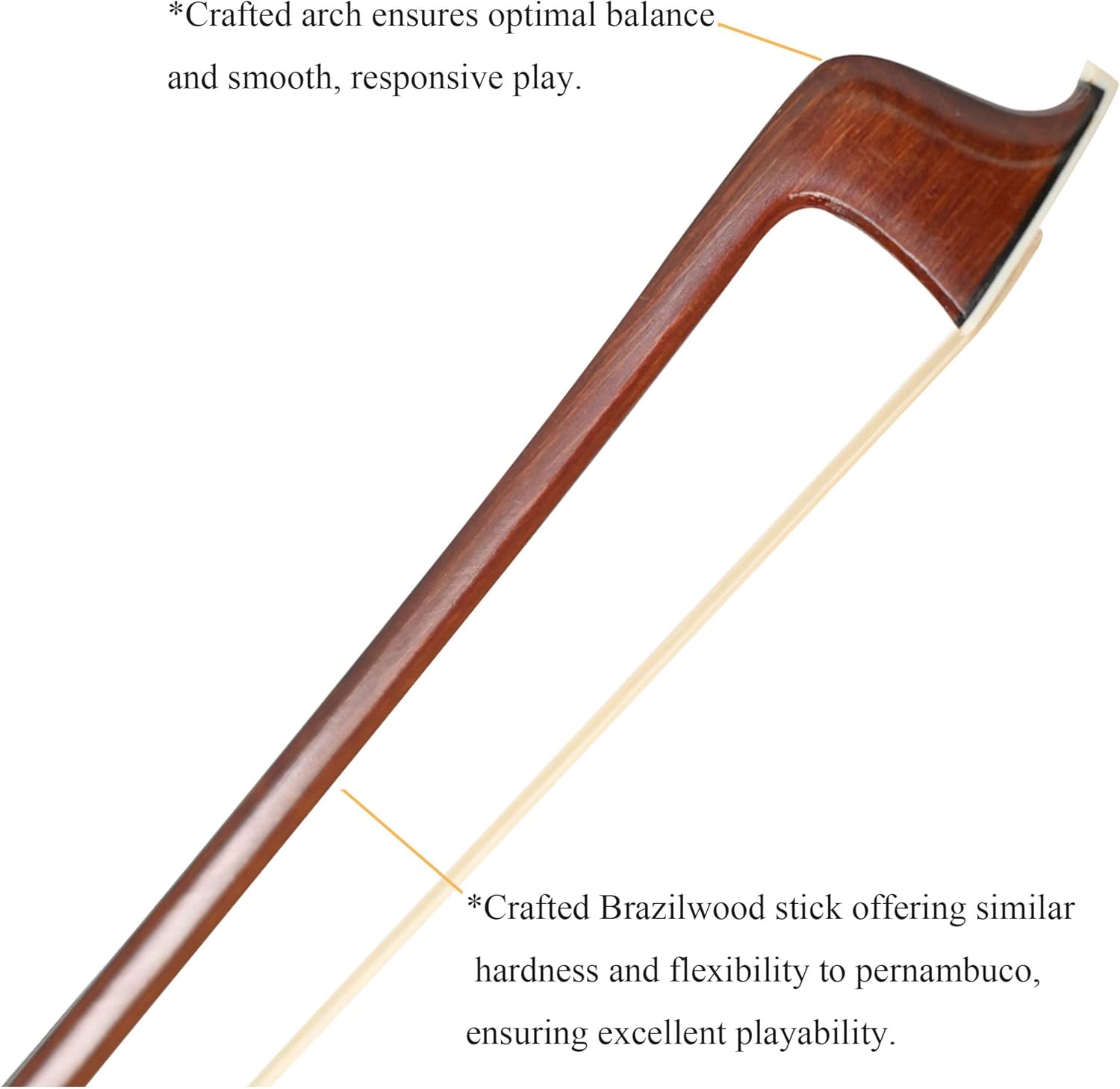 JYR Brazilwood Violin Bow | Handcrafted Well Balanced Violin Bow 4/4 Full Size | Bright tone | Teacher Recommended Brazilwood Bows for Daily Practice