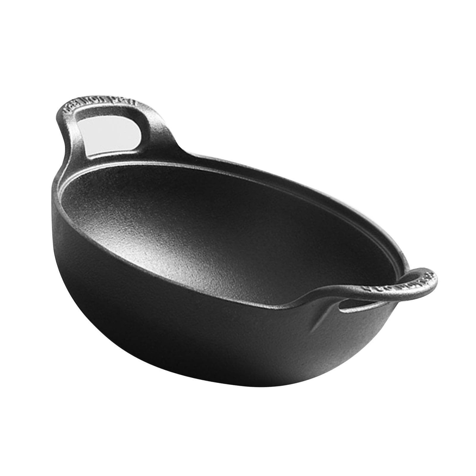 POENVFPO Pentola in Ghisa con Coperchio in Legno, 27 Cm (BLACK)