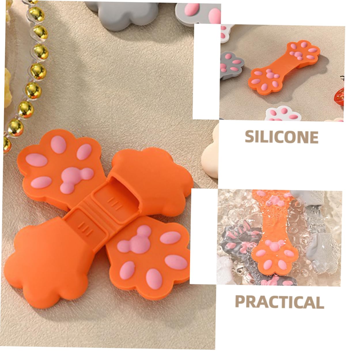 Alipis 8pièces Clips De Scellage Silicone Forme De Patte De Chat Pince à Snacks Et Alimentaires Pratique pour Conserver La Fraîcheur des Aliments