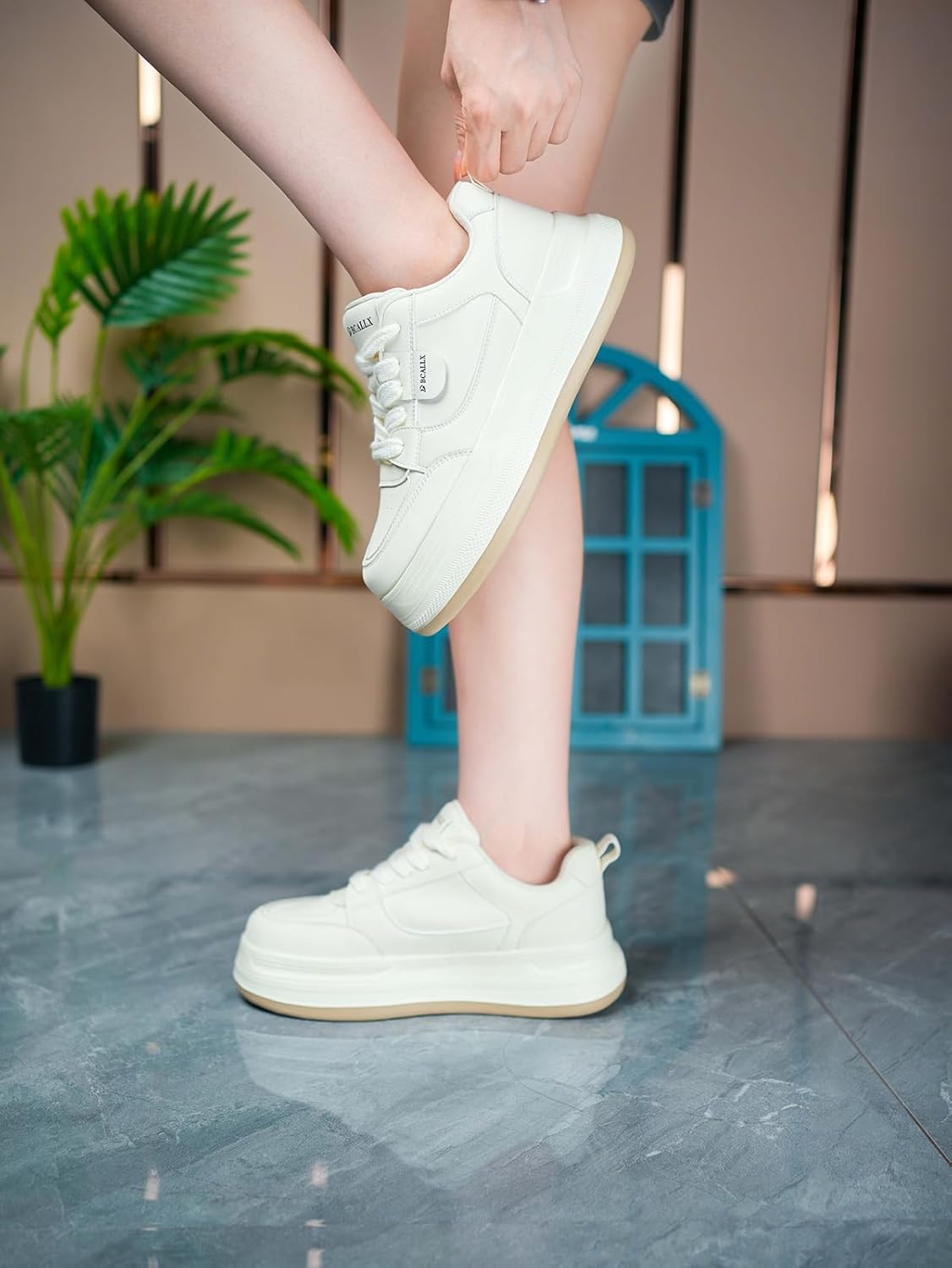 Women’s Comfortable Platform Walking Shoes Lace Up Lightweight Stylish Classic Casual Leather Fashion Sneaker