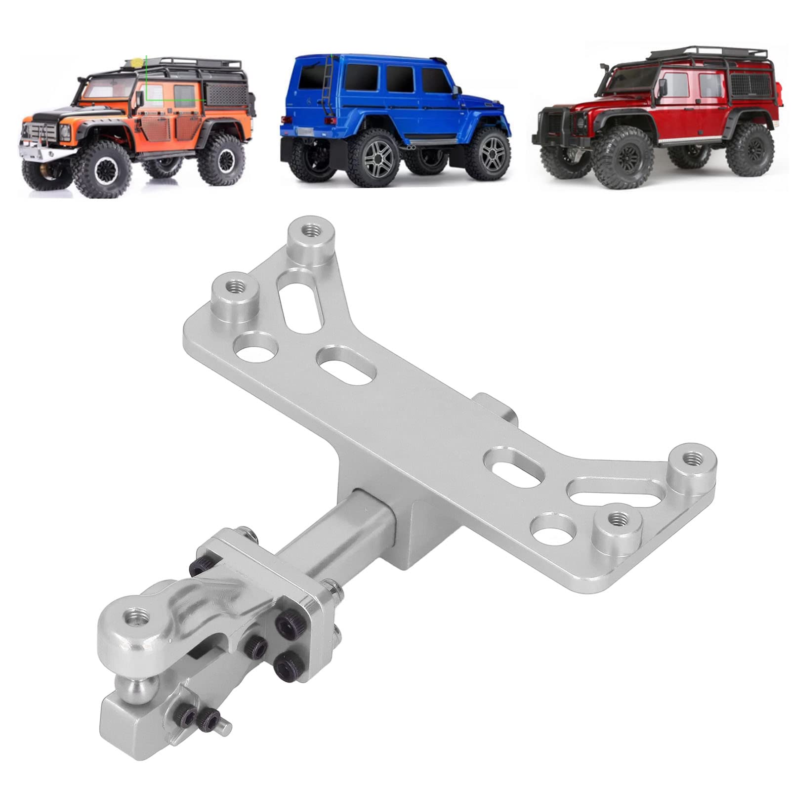 SCX6 1/6 wspornik zaczepu przyczepy, hak holowniczy ze stopu aluminium do samochodu zdalnie sterowanego, regulowane wyposażenie trakcyjne pojazdu z wciągarką (Srebrny)