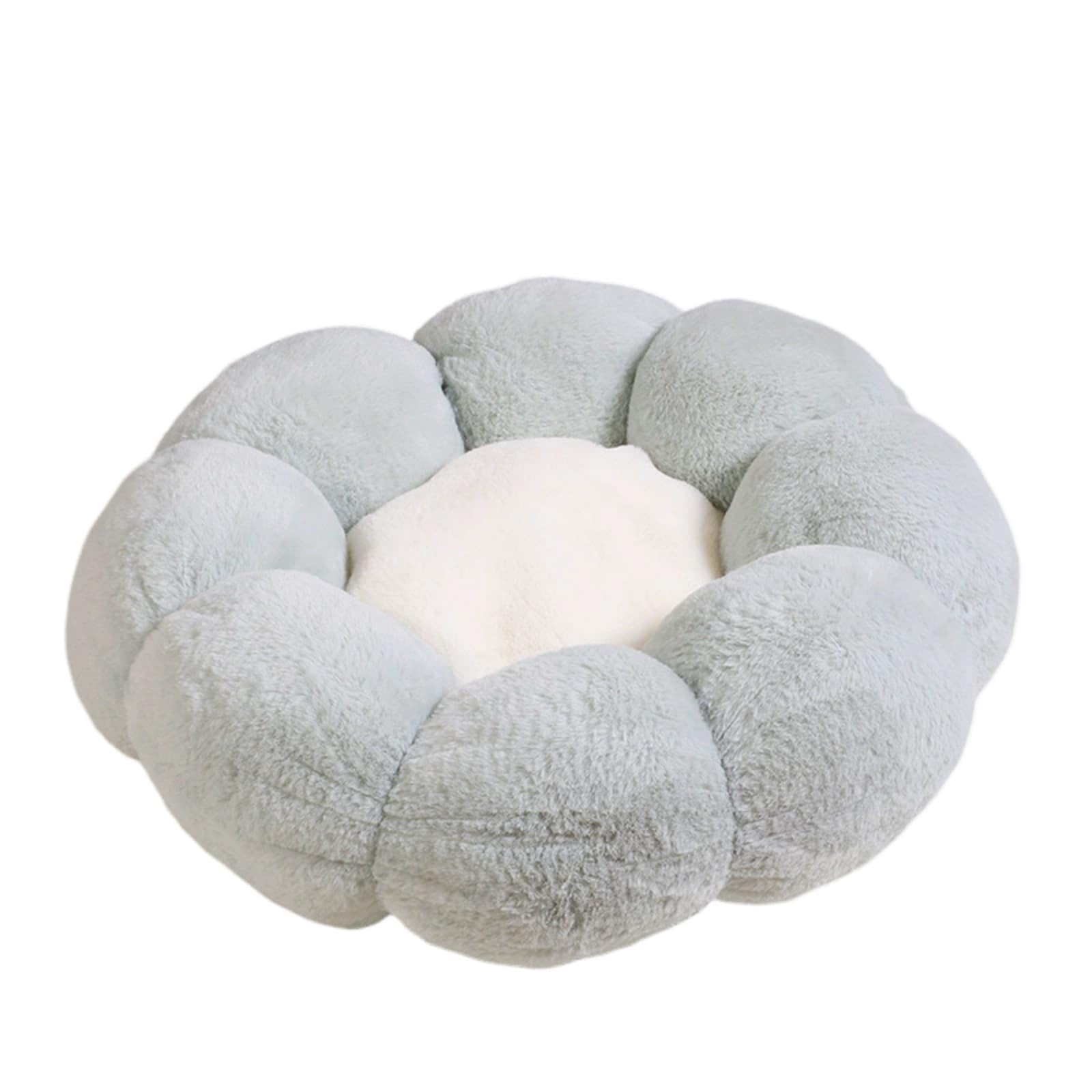 Mateju Plush Pet Bed,Fluffy Pet Cushion Thick Warm Soft Plush Dog Cat Bed for Indoor Flower Shape Calming Puppy Kitten Petbed with Non Slip Bottom, Washable, for Small Medium (Gray,40cm)