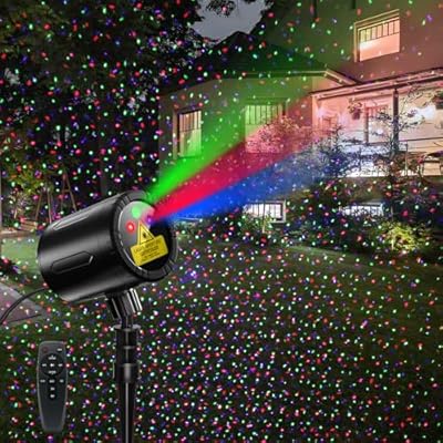 Laser Christmas Projector Lights Outdoor with 3 Color, Waterproof Laser Projection with Remote Control, Moving RGB Projector Light for Holiday, Party, Garden Decor
