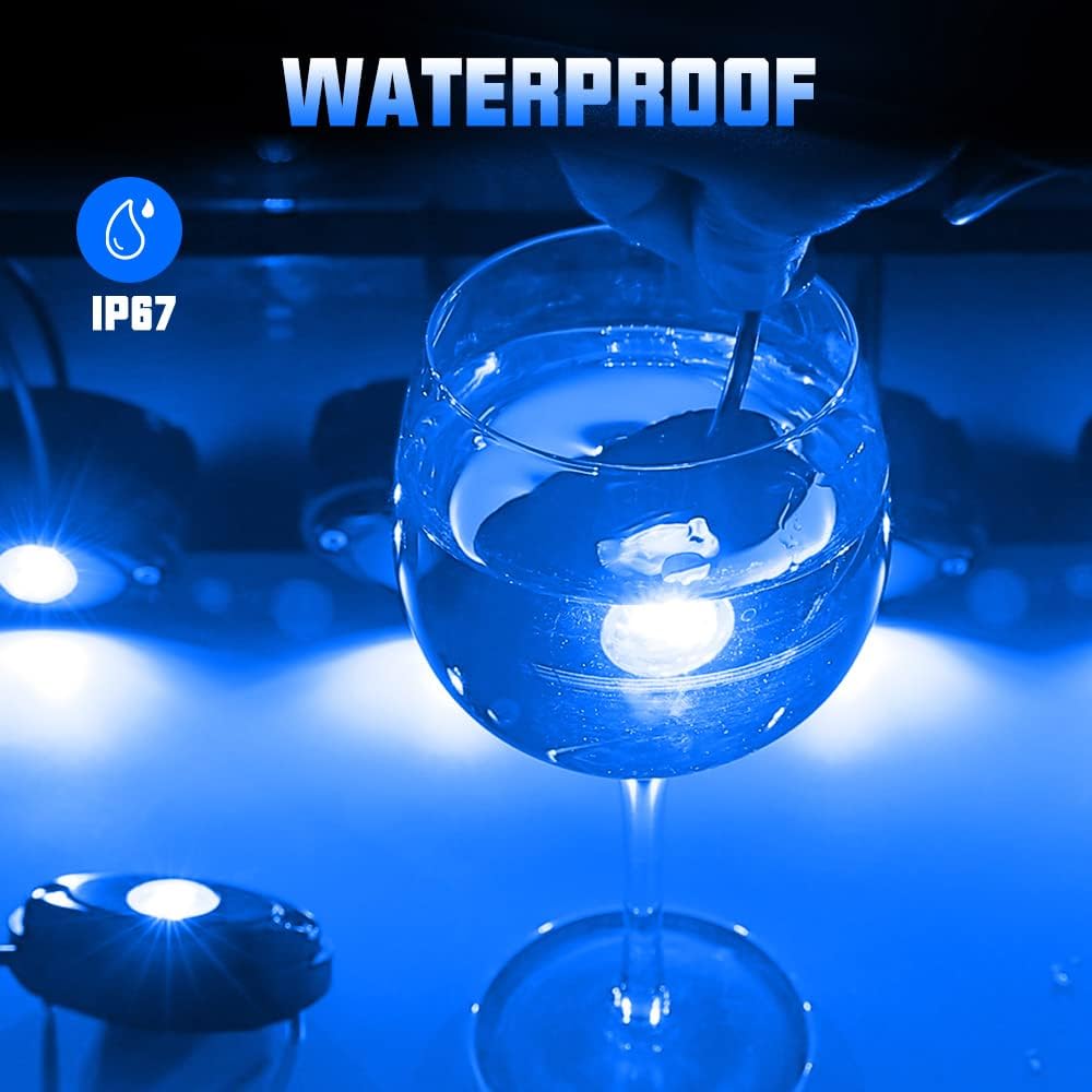 SUNPIE 12 Pods Blue Rock Lights Kits for Off Road Truck Car ATV SUV Motorcycle Under Body Glow Light Lamp Trail Fender Lighting, 52.5Ft Extension Wires Provided(Blue)